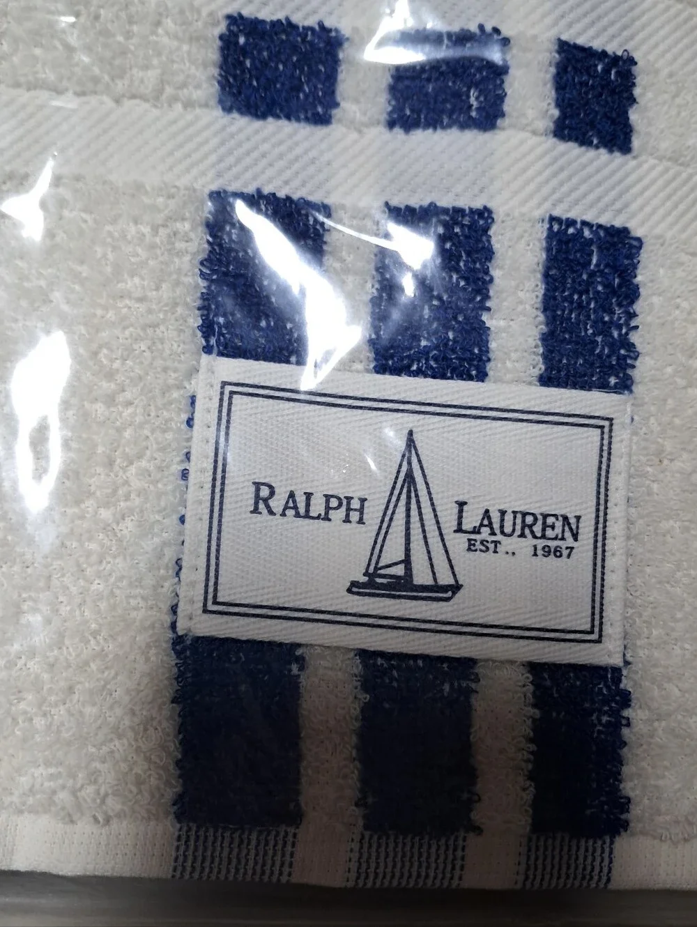 Ralph Lauren Vintage Nautical White/blue Stripe Beach Bath Towel